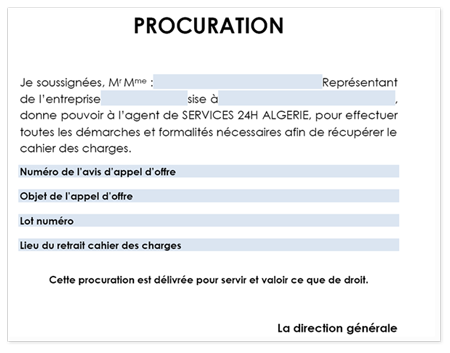 Modèle de procuration pour retirer un document